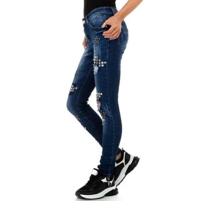 Jeans Femme destroy strass stars brut – M