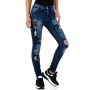 Women's Jeans destroyed rhinestone stars raw – M