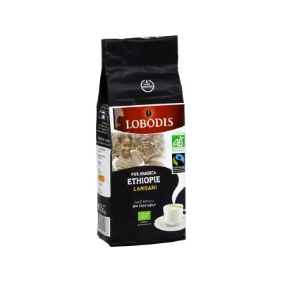 Café molido orgánico de Etiopía, Langani Arábica puro, 250 g - LOBODIS