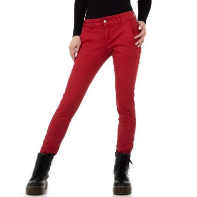 Jeans Femme Slim taille basse rouge