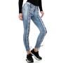 Jeans Femme Skinny stretch lacets bleu délavé