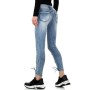 Jeans Femme Skinny stretch lacets bleu délavé