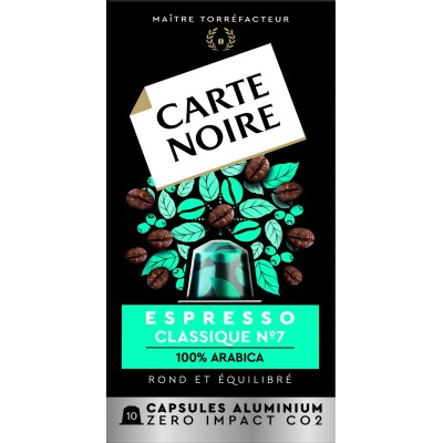 Classic Espresso Coffee Capsules Compatible with Nespresso x10 55g - CARTE NOIRE