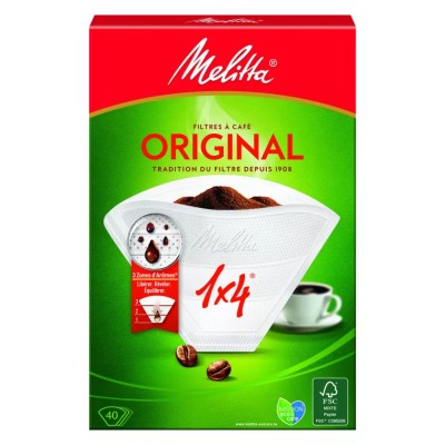 40 Filtres à Café 1x4 Blanc - Melitta