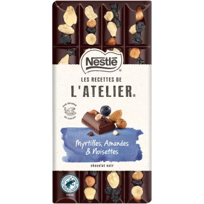Tablette De Chocolat Noir Myrtilles, Amandes et Noisettes 170g - LES RECETTES DE L’ATELIER NESTLÉ