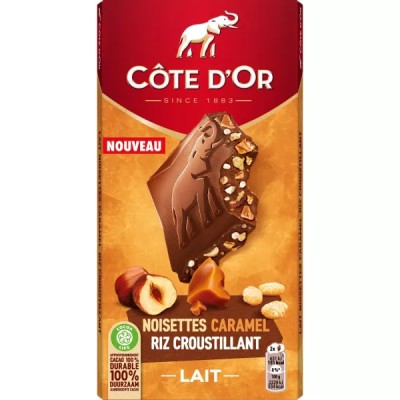 Milk Chocolate Bar with Caramel Hazelnuts and Crispy Rice 170g - Cote D'or