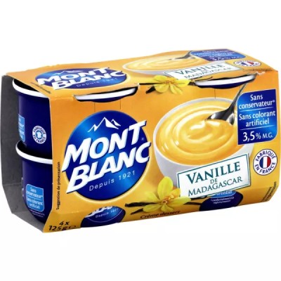 Crema de postre de vainilla, 4x125g - MONT BLANC