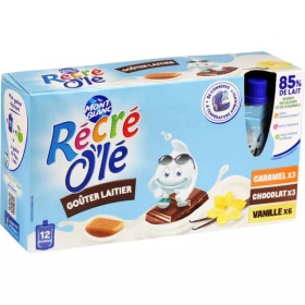 Snacks Lácteos Botellas Caramelo, Chocolate, Vainilla 12x85g - RÉCRÉ O'LÉ