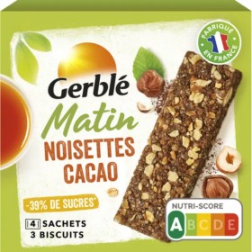 Barre Petit dejeuner noisettes cacao 120g - GERBLE