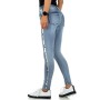 Jeans Femme Denim détails pièces argent blue