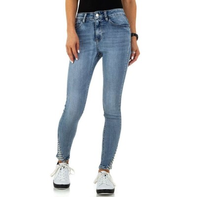 Jeans Femme Denim détails perles blue jeans