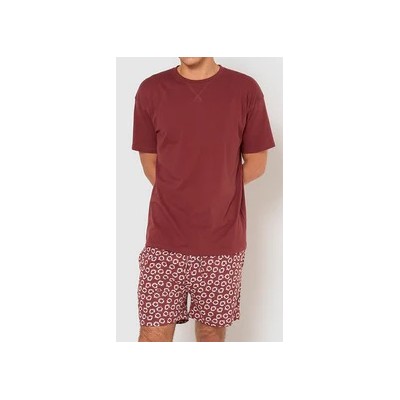 Ensemble pyjama court en coton. T-shirt à manches courtes et col rond. Short à taille élastiquée.