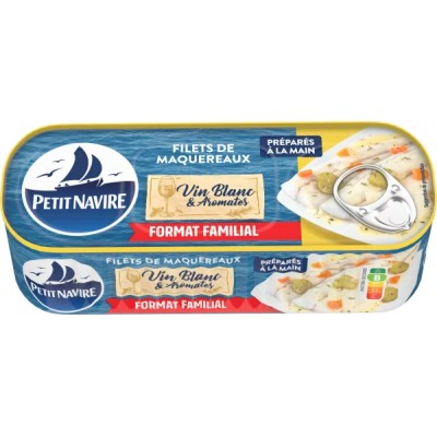 Filets de Maquereaux Vin Blanc/Aromates, 235g - PETIT NAVIRE