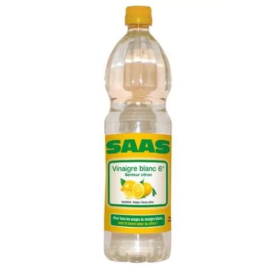 Vinaigre d'alcool blanc 6° senteur citron, bouteille 1 L - SAAS