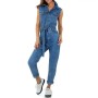 Women's jeans jumpsuit with blue buttons