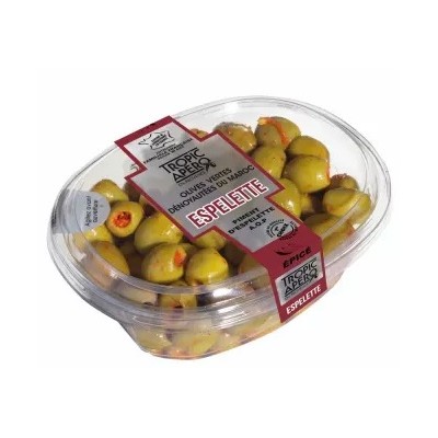 Olives Vertes Dénoyautées Piment d'Espelette 200g - TROPIC APERO