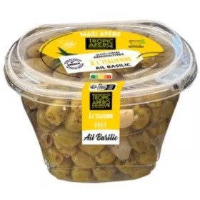 Olives vertes dénoyautées à l'italienne ail basilic 400 g - TROPIC APERO
