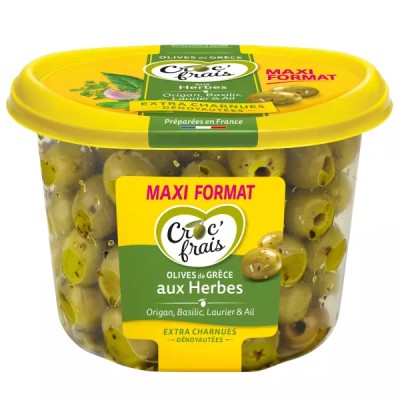 Olives De Grèce Dénoyautées Aux Herbes 500g - Croc'frais