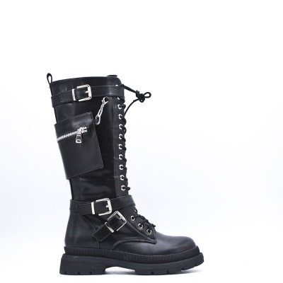 Boot in mixed materials for fall and winter