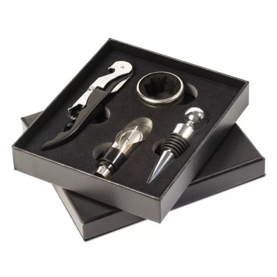 4-piece designer wine set in black box