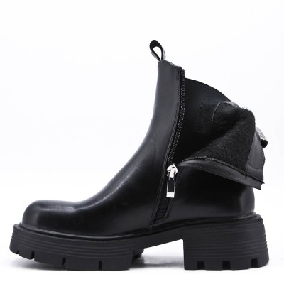 Faux leather ankle boot