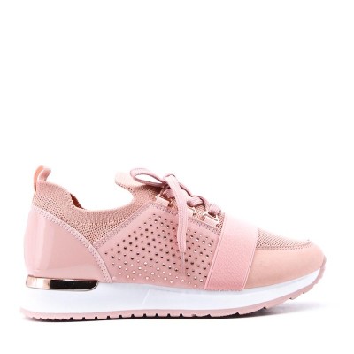 Mixed material lace sneaker for women