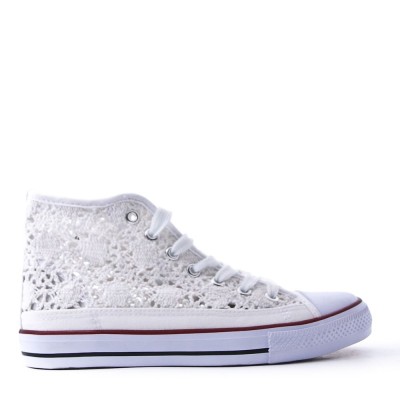 Mixed material lace sneaker for women