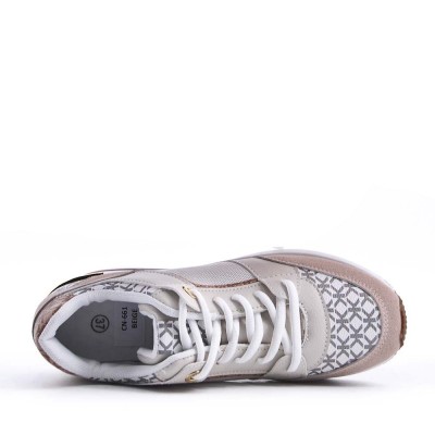 Mixed material lace sneaker for women