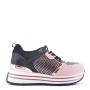 Mixed material lace sneaker for women