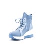 Mixed material lace sneaker for women