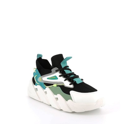 Bi-material lace-up sneaker