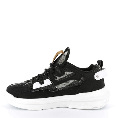 Bi-material lace-up sneaker