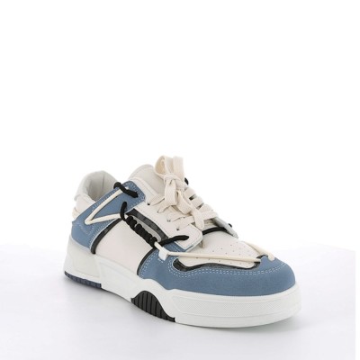 Bi-material lace-up sneaker