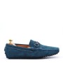 Suede leather men's moccasin with buckle