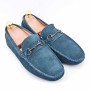 Suede leather men's moccasin with buckle