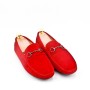 Suede leather men's moccasin with buckle