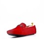 Suede leather men's moccasin with buckle