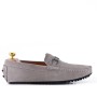 Suede leather men's moccasin with buckle