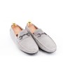 Suede leather men's moccasin with buckle