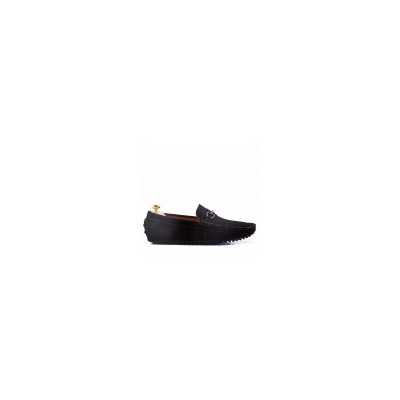 Suede leather men's moccasin with buckle