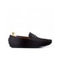 Suede leather men's moccasin with buckle