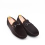 Suede leather men's moccasin with buckle