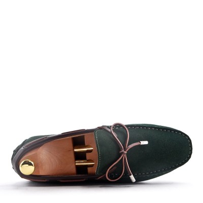 Suede leather moccasin with strap