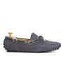 Suede leather moccasin with strap