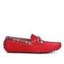 Suede leather moccasin with strap