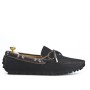 Suede leather moccasin with strap