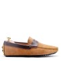 Suede leather moccasin with strap