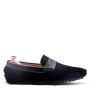 Suede leather moccasin with strap