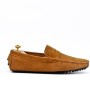 Suede leather moccasin with strap