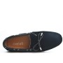 Navy blue suede leather moccasin with bow